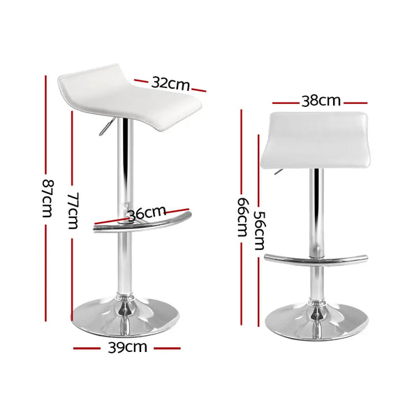 Artiss Set of 2 PU Leather Wave Style Bar Stools - White Deals499