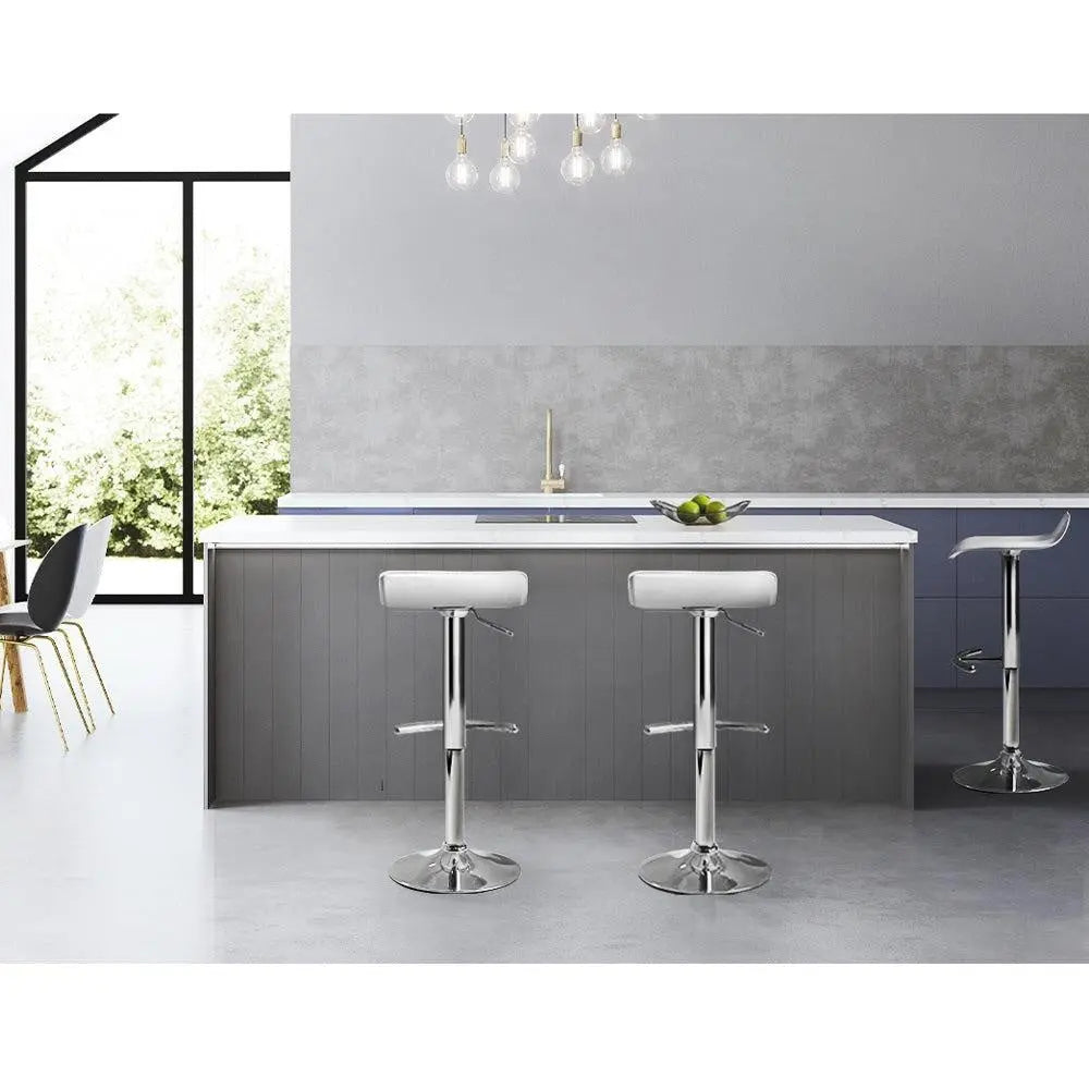 Artiss Set of 2 PU Leather Wave Style Bar Stools - White Deals499