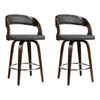 Artiss Set of 2 Walnut Wooden PU Leather Bar Stools - Grey and Walnut Deals499