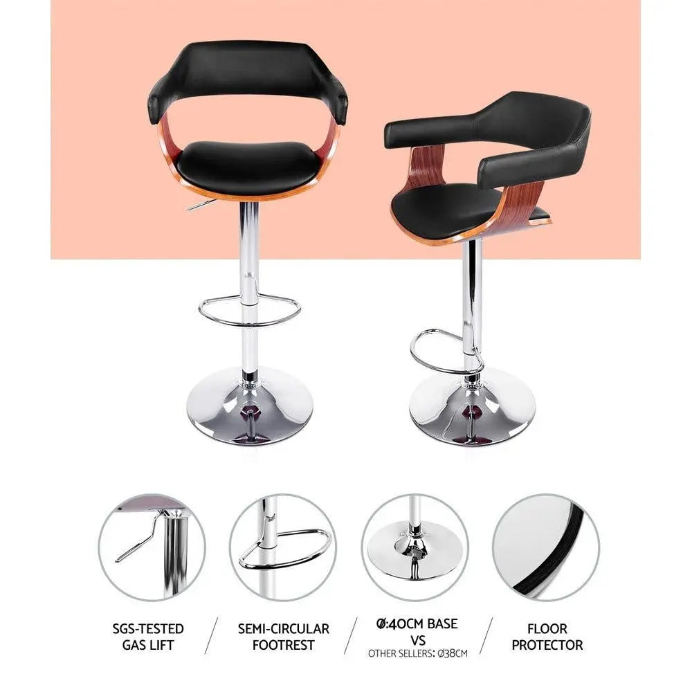 Artiss Set of 2 Wooden Bar Stool - Black and Wood Deals499