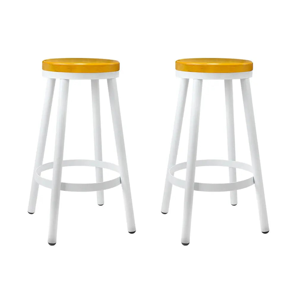 Artiss Set of 2 Wooden Stackable Bar Stools - White and Wood Deals499