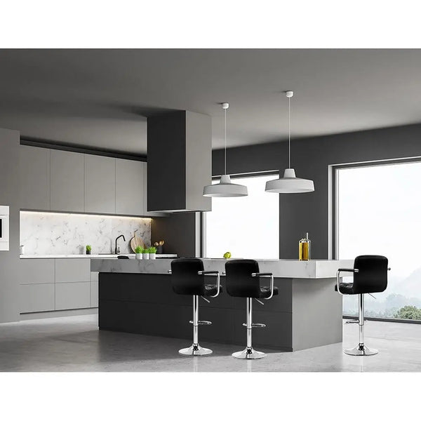 Artiss Set of 4 Bar Stools Gas lift Swivel Armrests - Steel and Black Deals499