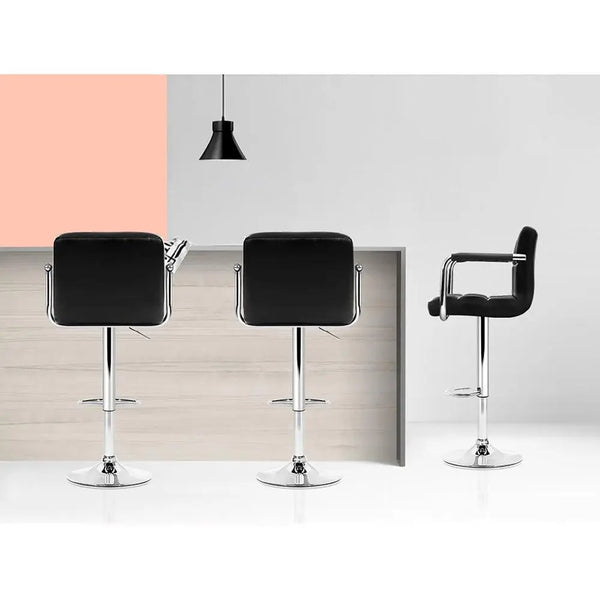 Artiss Set of 4 Bar Stools Gas lift Swivel Armrests - Steel and Black Deals499