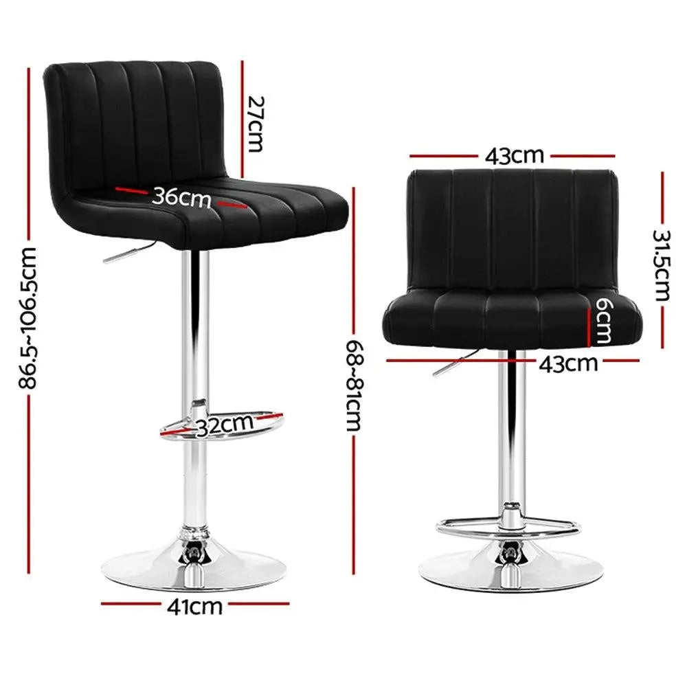 Artiss Set of 4 Line Style PU Leather Bar Stools - Black Deals499