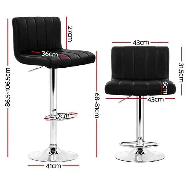 Artiss Set of 4 Line Style PU Leather Bar Stools - Black Deals499