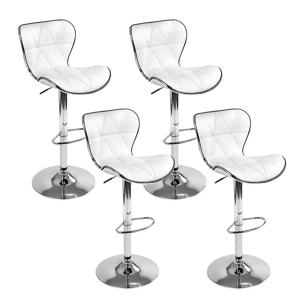 Artiss Set of 4 PU Leather Patterned Bar Stools - White and Chrome Deals499