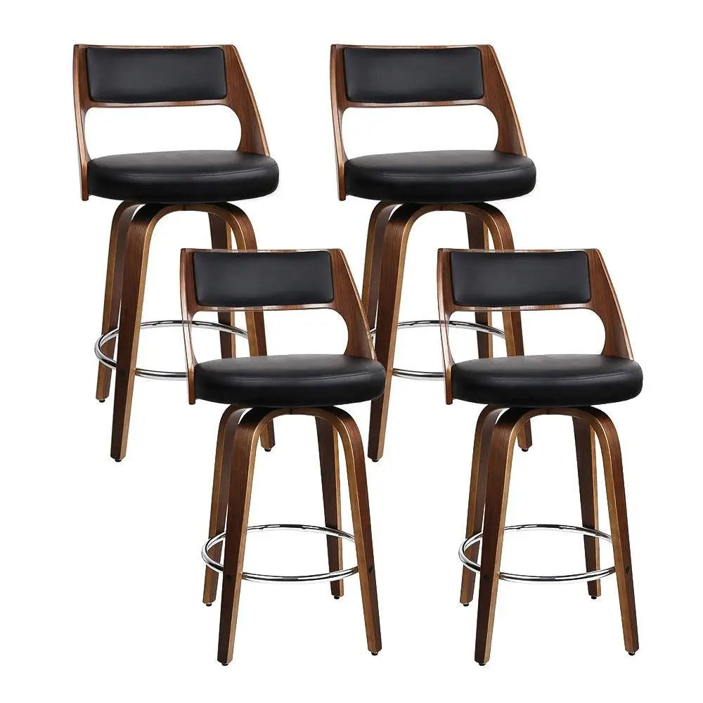 Artiss Set of 4 Wooden Bar Stools PU Leather - Black and Wood Deals499