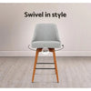 Artiss Set of 4 Wooden Fabric Bar Stools Square Footrest - Light Grey Deals499
