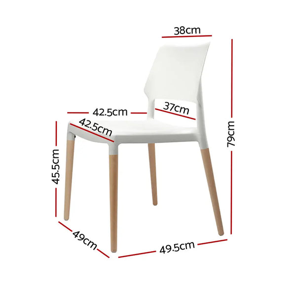 Artiss Set of 4 Wooden Stackable Dining Chairs - White Deals499