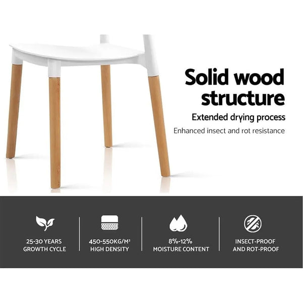 Artiss Set of 4 Wooden Stackable Dining Chairs - White Deals499