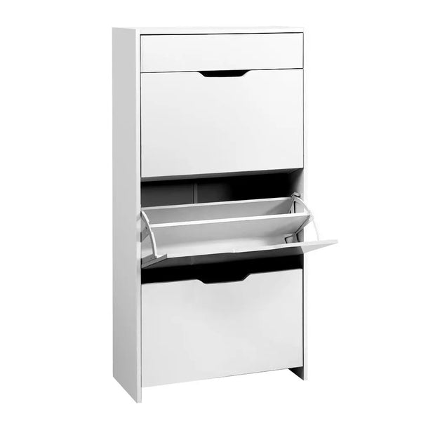 Artiss Shoe Cabinet 3 Tier Shoes Storage Drawer High Gloss White Rack Shelf Deals499