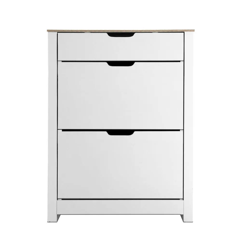 Artiss Shoe Cabinet Rack Storage Organiser Cupboard Shelf Drawer 16 Pairs White Deals499