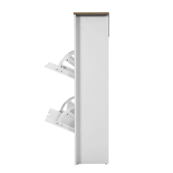 Artiss Shoe Cabinet Rack Storage Organiser Cupboard Shelf Drawer 16 Pairs White Deals499