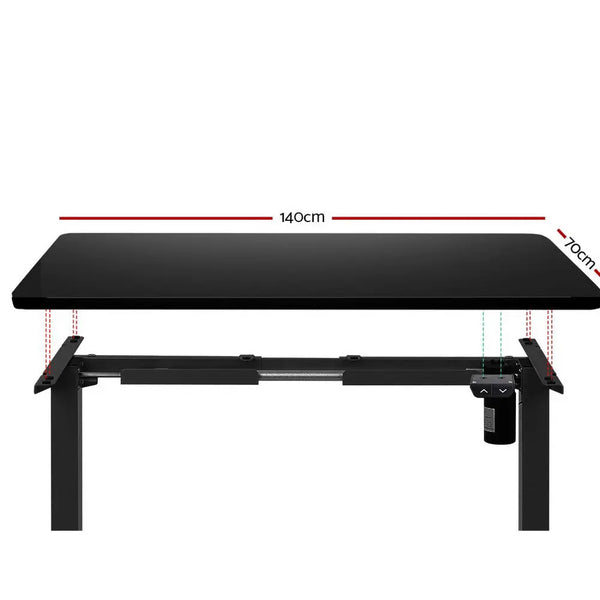 Artiss Standing Desk Adjustable Height Desk Electric Motorised Black Frame Desk Top 140cm Deals499