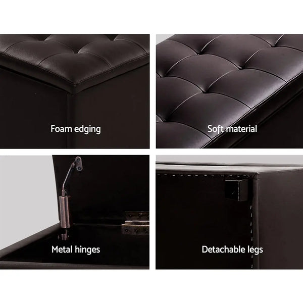 Artiss Storage Ottoman Blanket Box Footstool Leather Foot Stool Chest Toy Brown Deals499