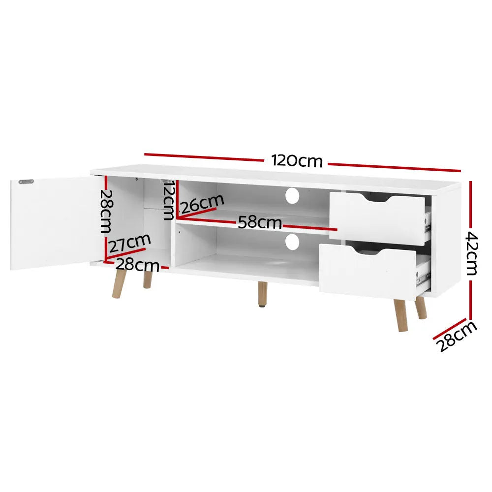 Artiss TV Cabinet Entertainment Unit Stand Wooden Scandinavian 120cm White Deals499