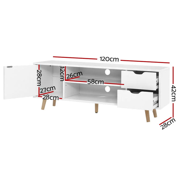 Artiss TV Cabinet Entertainment Unit Stand Wooden Scandinavian 120cm White Deals499