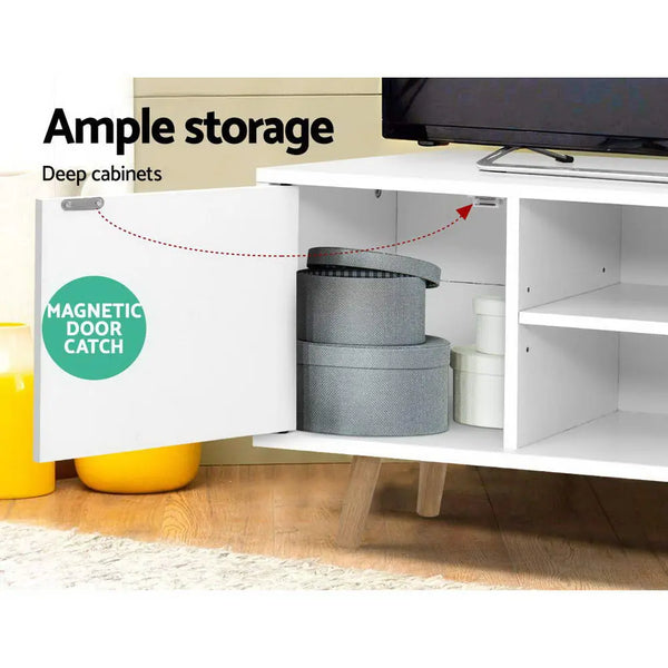 Artiss TV Cabinet Entertainment Unit Stand Wooden Scandinavian 120cm White Deals499