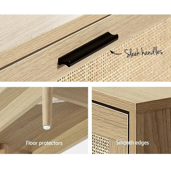 Artiss TV Cabinet Entertainment Unit Storage Cabinets Rattan Wooden 180CM Deals499