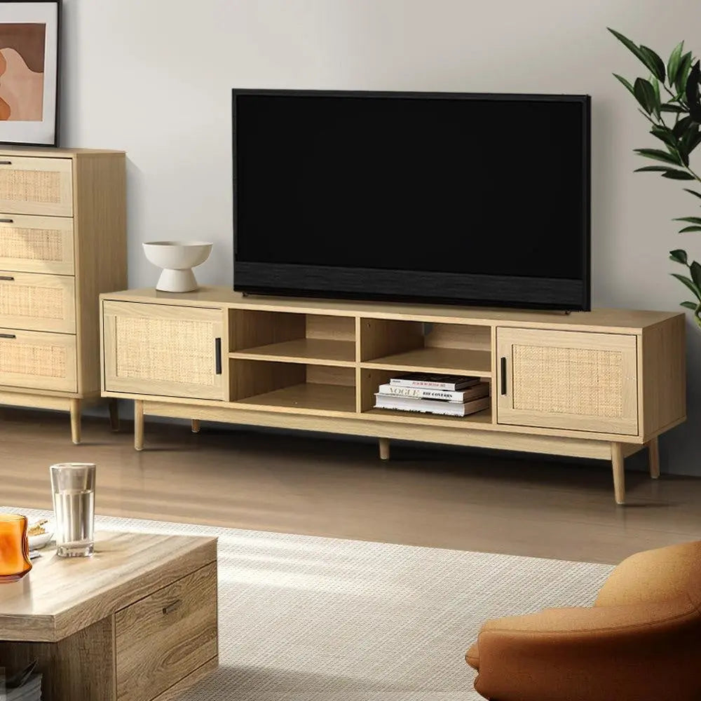 Artiss TV Cabinet Entertainment Unit Storage Cabinets Rattan Wooden 180CM Deals499