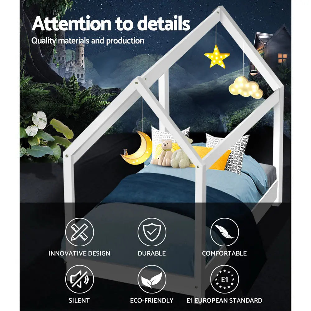 Artiss Wooden Bed Frame Single Size Mattress Base Pine Timber Platform White Deals499