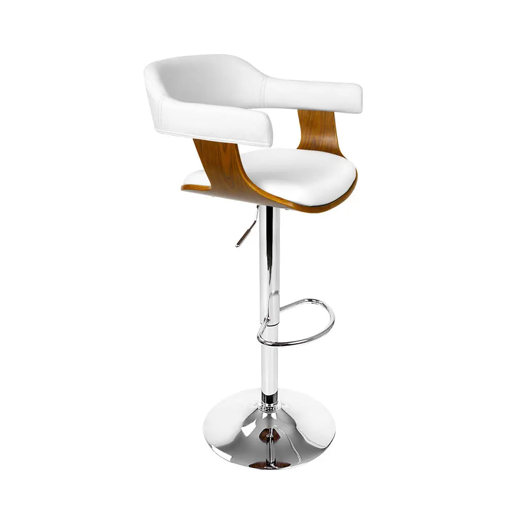 Artiss Wooden PU Leather Bar Stool - White and Chrome Deals499