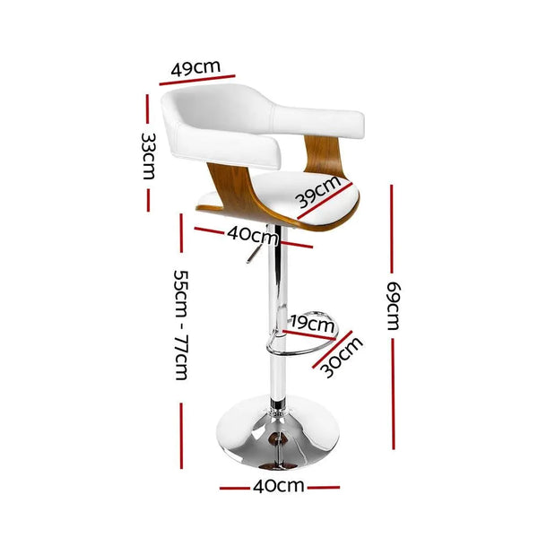 Artiss Wooden PU Leather Bar Stool - White and Chrome Deals499