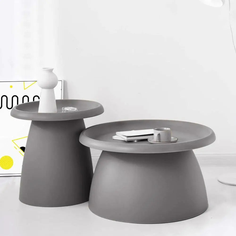 ArtissIn Coffee Table Mushroom Nordic Round Large Side Table 70CM Grey Deals499