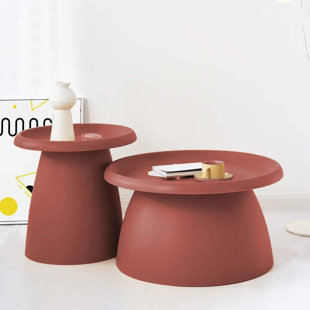 ArtissIn Coffee Table Mushroom Nordic Round Large Side Table 70CM Red Deals499