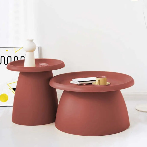 ArtissIn Coffee Table Mushroom Nordic Round Large Side Table 70CM Red Deals499