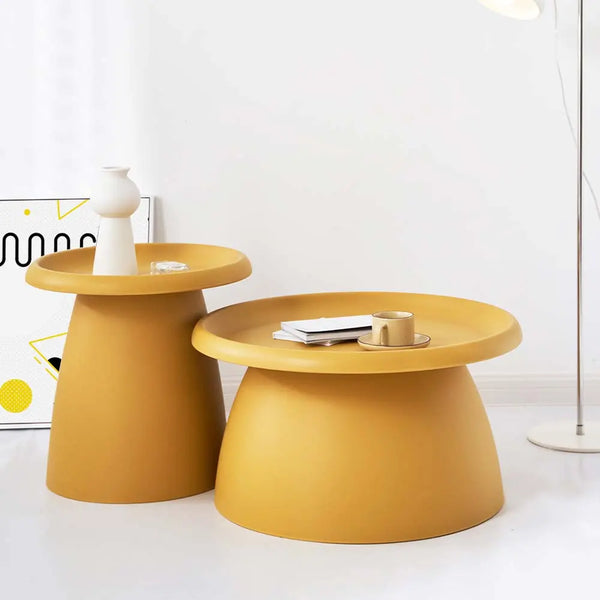 ArtissIn Coffee Table Mushroom Nordic Round Small Side Table 50CM Yellow Deals499