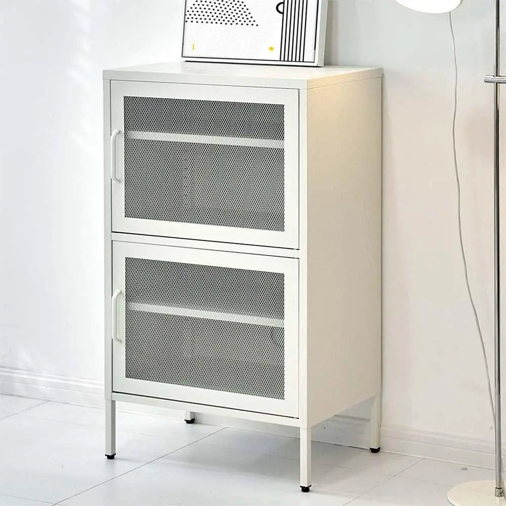 ArtissIn Double Mesh Door Storage Cabinet Organizer Bedroom White Deals499
