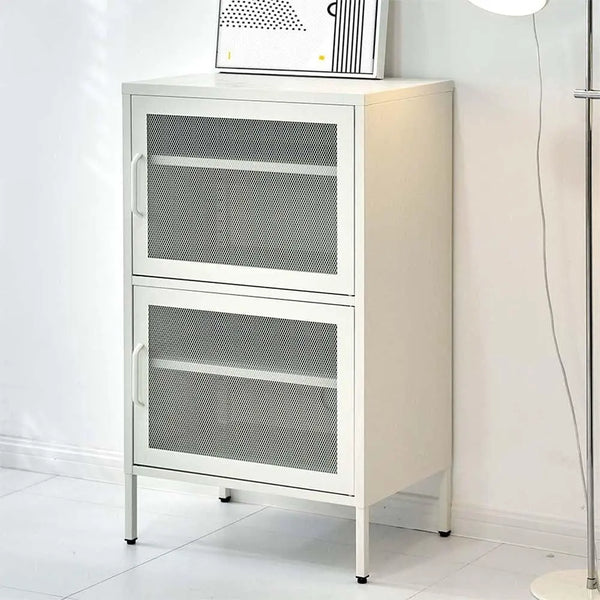 ArtissIn Double Mesh Door Storage Cabinet Organizer Bedroom White Deals499