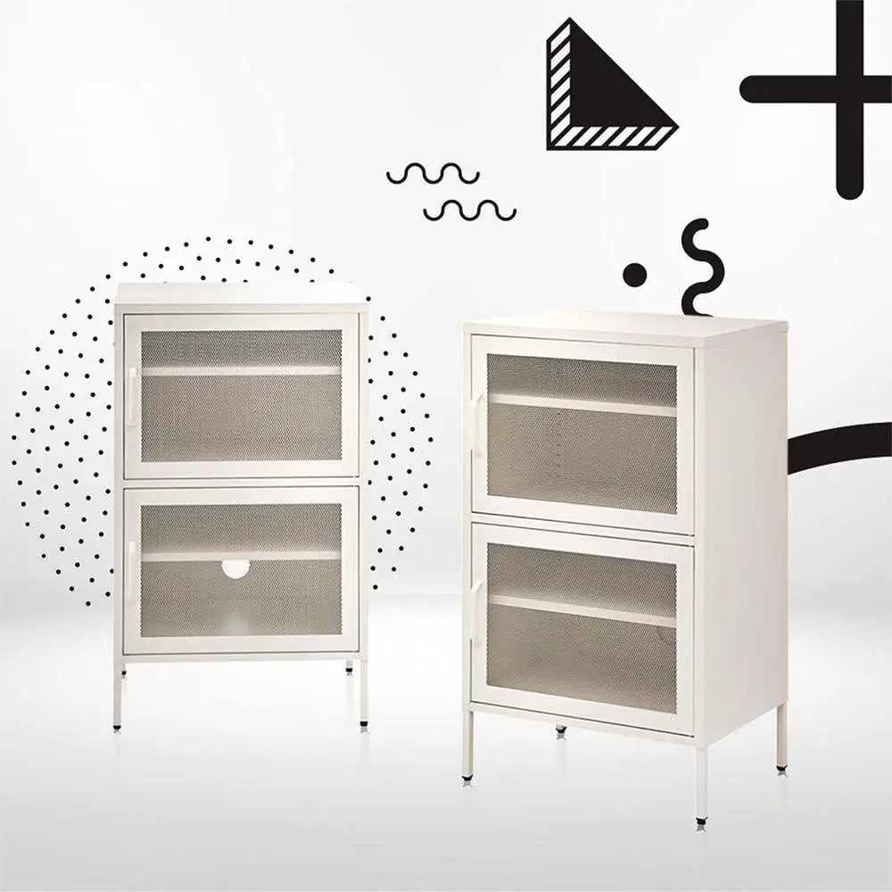 ArtissIn Double Mesh Door Storage Cabinet Organizer Bedroom White Deals499