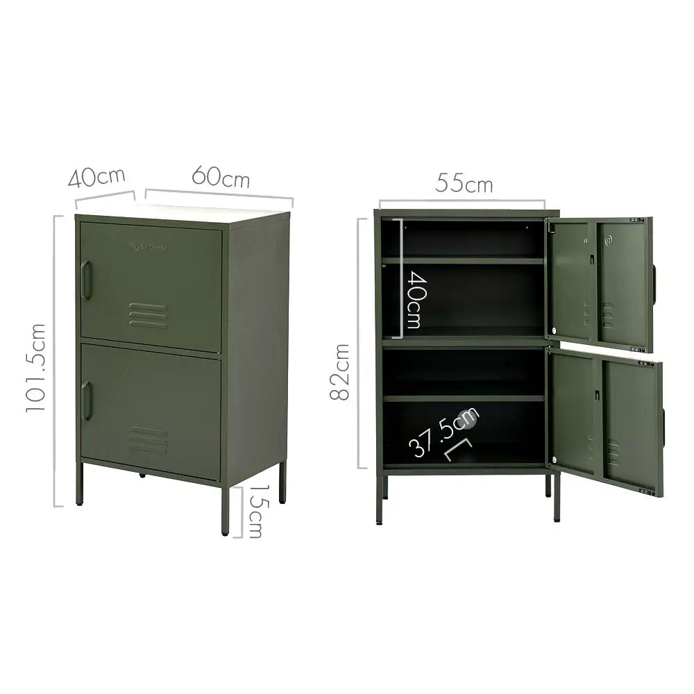 ArtissIn Double Storage Cabinet Shelf Organizer Bedroom Green Deals499