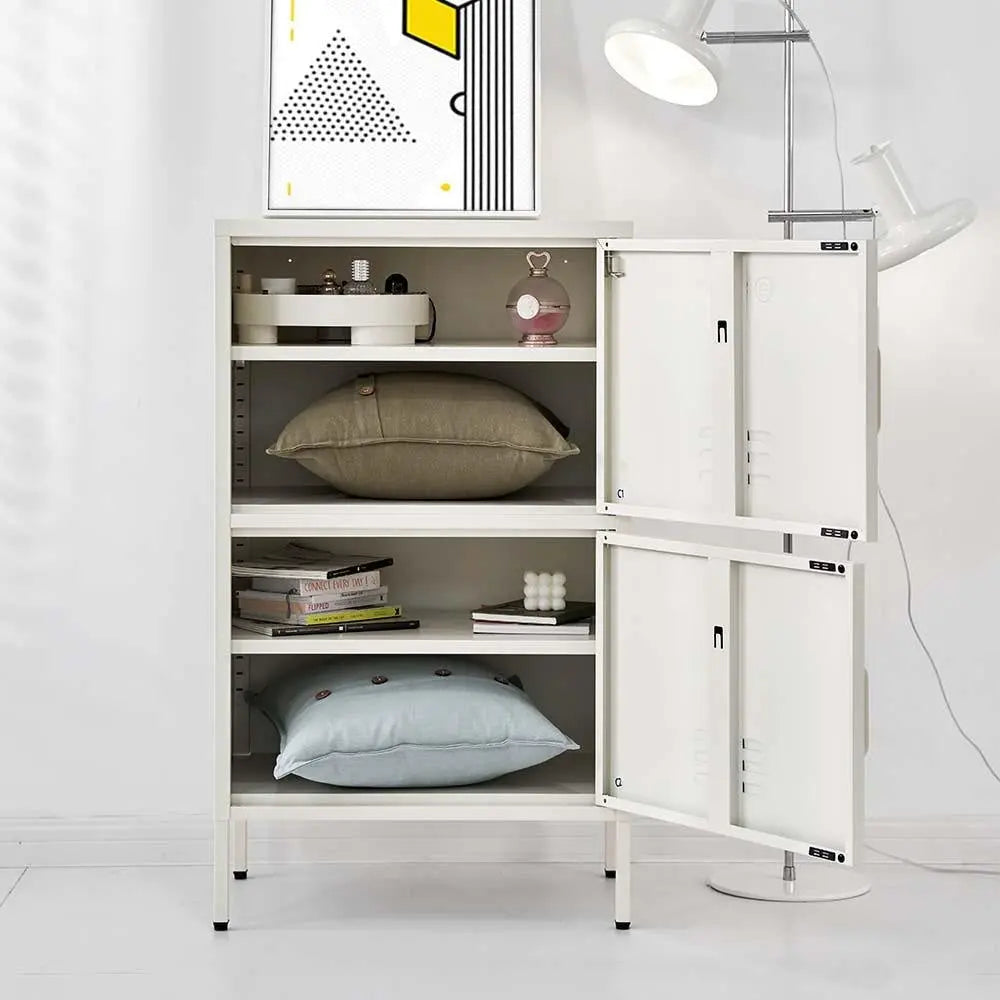 ArtissIn Double Storage Cabinet Shelf Organizer Bedroom White Deals499