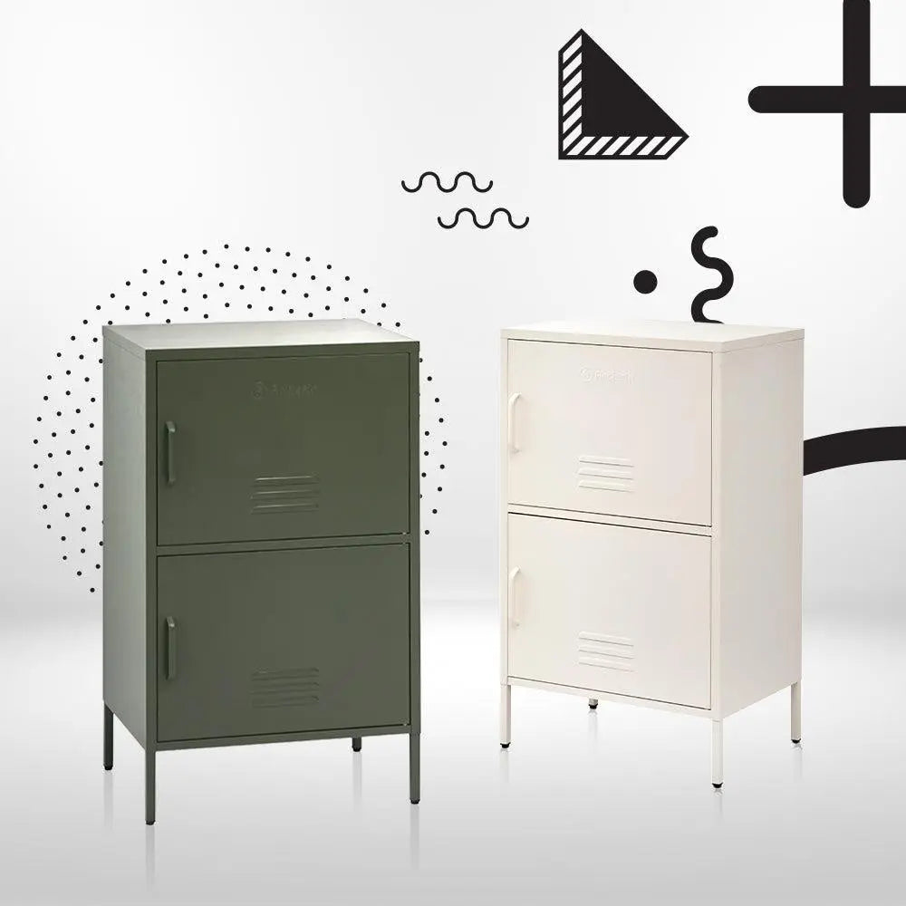 ArtissIn Double Storage Cabinet Shelf Organizer Bedroom White Deals499