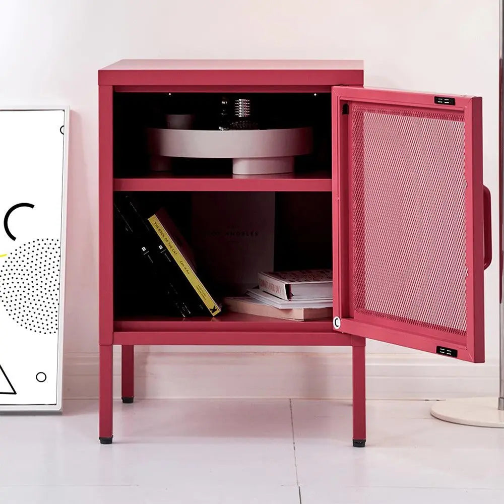 ArtissIn Mini Mesh Door Storage Cabinet Organizer Bedside Table Pink Deals499