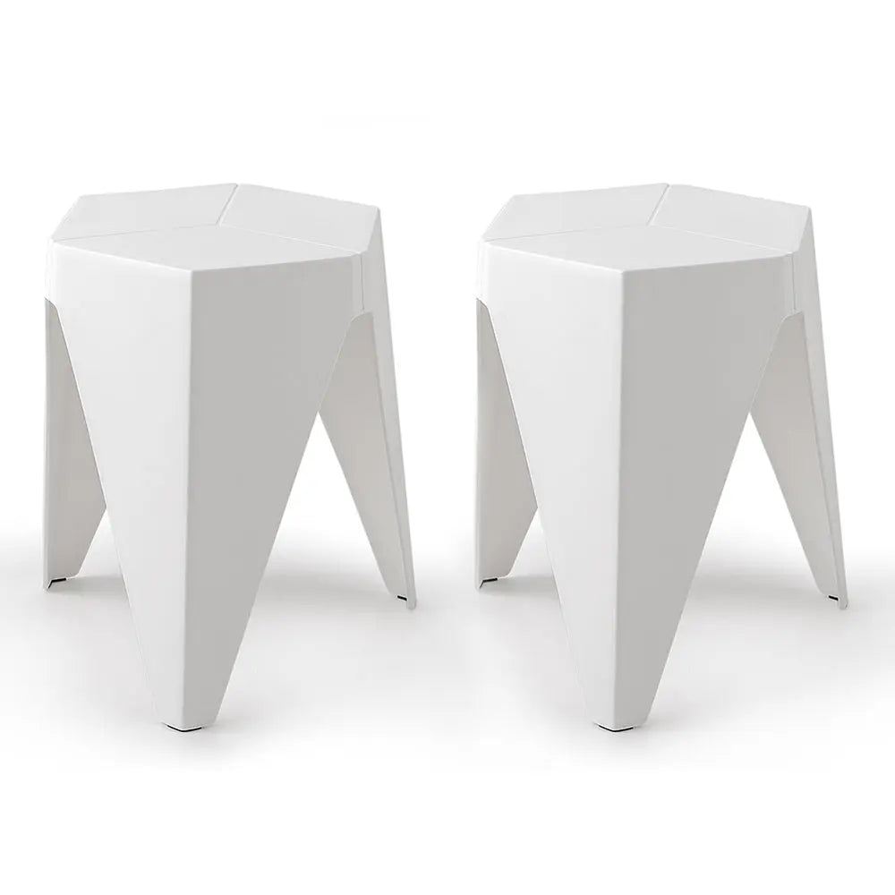 ArtissIn Set of 2 Puzzle Stool Plastic Stacking Stools Chair Outdoor Indoor White Deals499
