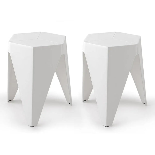 ArtissIn Set of 2 Puzzle Stool Plastic Stacking Stools Chair Outdoor Indoor White Deals499