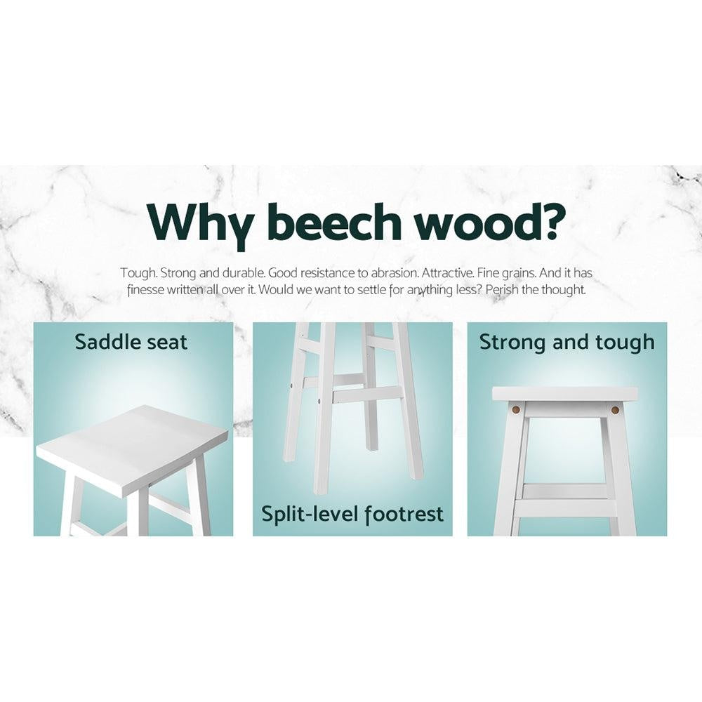 Artiss Set of 2 Beech Wood Bar Stools - White Deals499