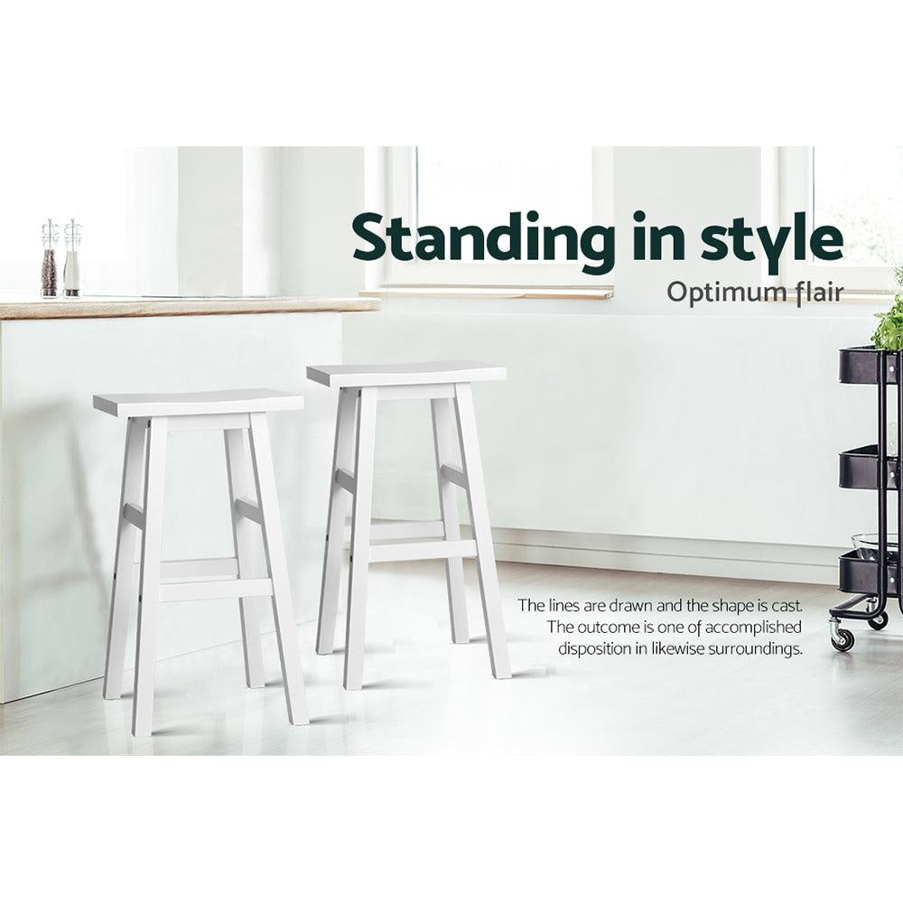 Artiss Set of 2 Beech Wood Bar Stools - White Deals499