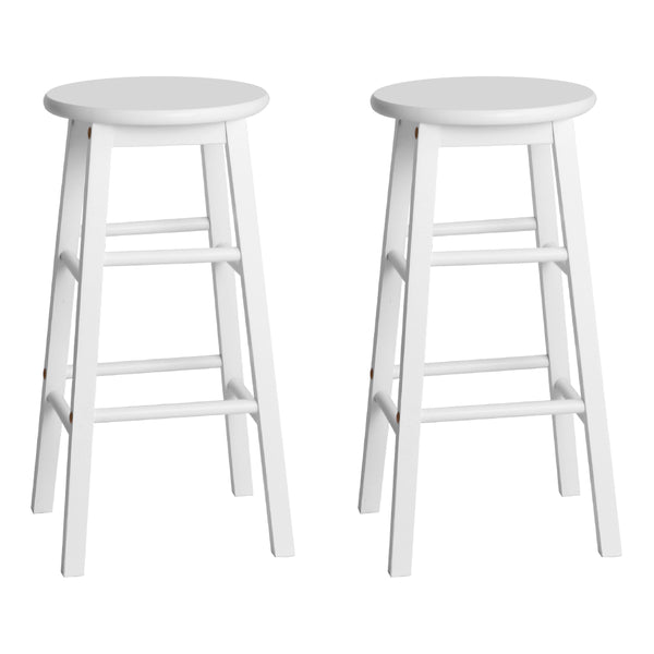 Artiss Set of 2 Beech Wood Backless Bar Stools - White Deals499