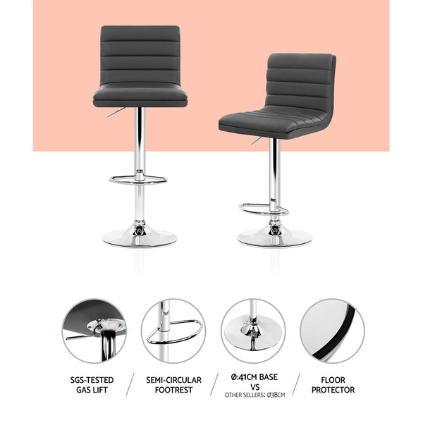 Artiss Set of 2 Bar Stools Kitchen Stool Dining Chairs Grey Deals499