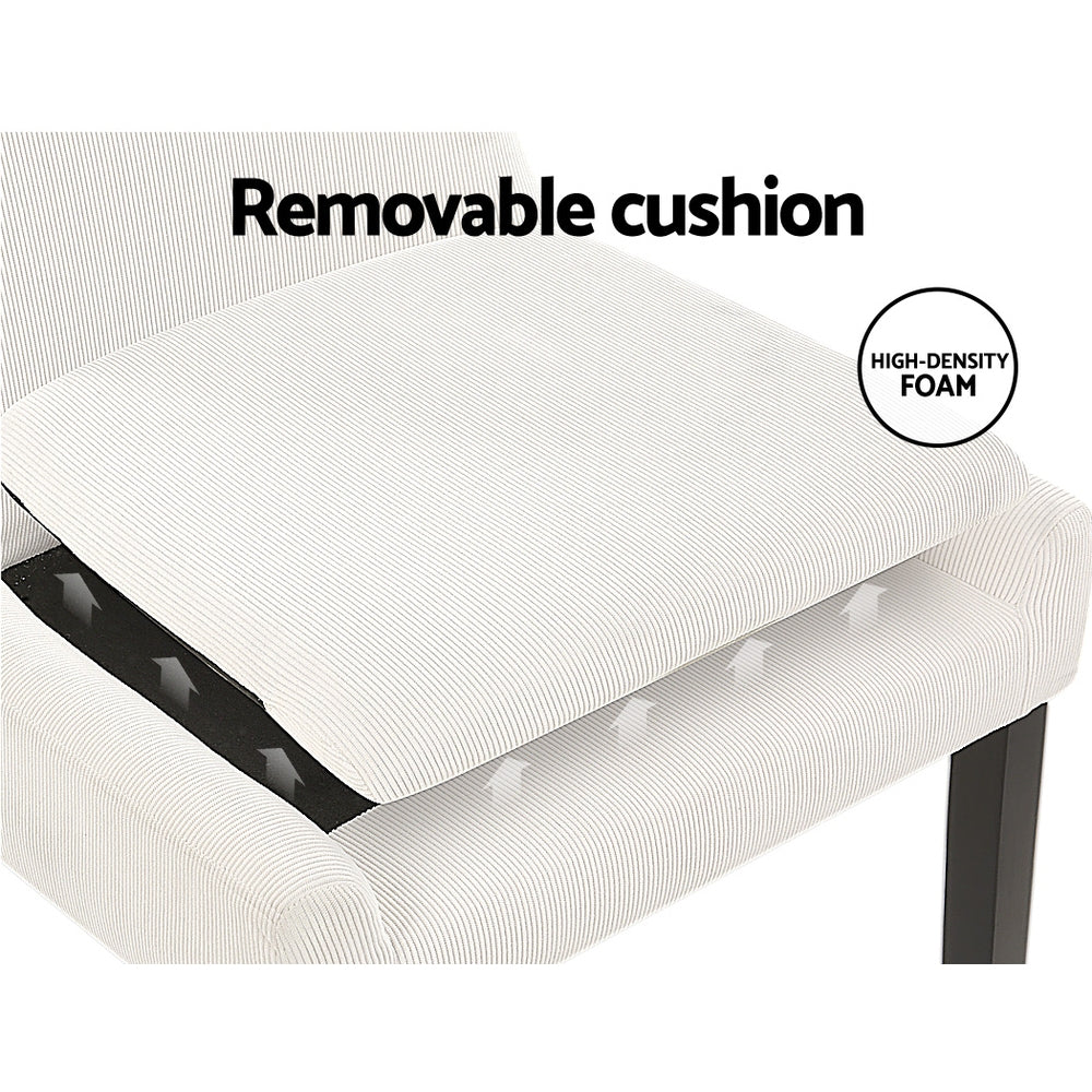 Artiss Dining Chairs Kitchen Cafe Chairs Corduroy Upholstered Beige Set of 2 from Deals499 at Deals499