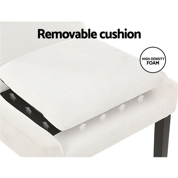 Artiss Dining Chairs Kitchen Cafe Chairs Corduroy Upholstered Beige Set of 2 from Deals499 at Deals499