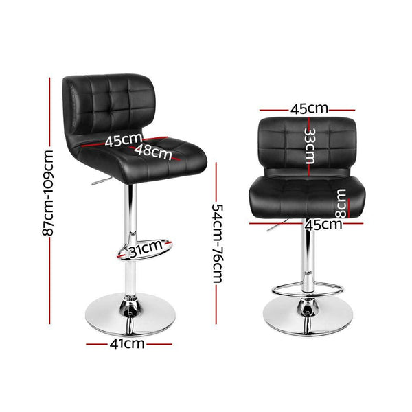 Artiss Set of 4 PU Leather Gas Lift Bar Stools - Black and Chrome Deals499