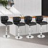 Artiss Set of 4 PU Leather Gas Lift Bar Stools - Black and Chrome Deals499