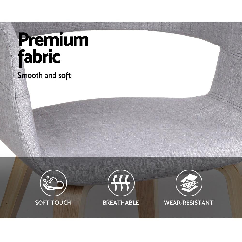 Artiss Set of 2 Timber Wood and Fabric Dining Chairs - Light Grey Deals499
