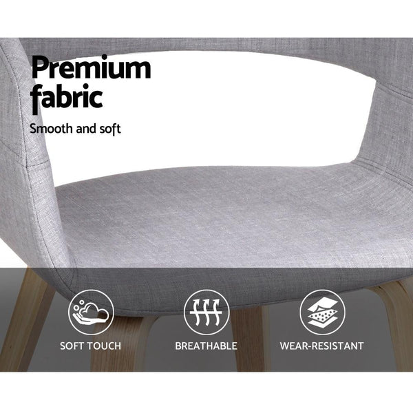 Artiss Set of 2 Timber Wood and Fabric Dining Chairs - Light Grey Deals499